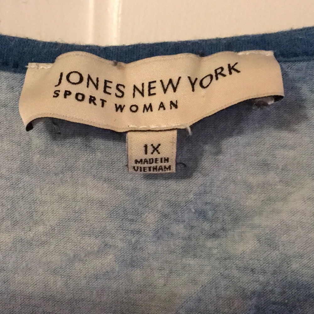 EUC,JONES NY WOMAN SZ 1X, TEAL COTTON,LONG SLEEVE/STRAIGHT LEG PULL ON PANT. - Picture 2 of 9